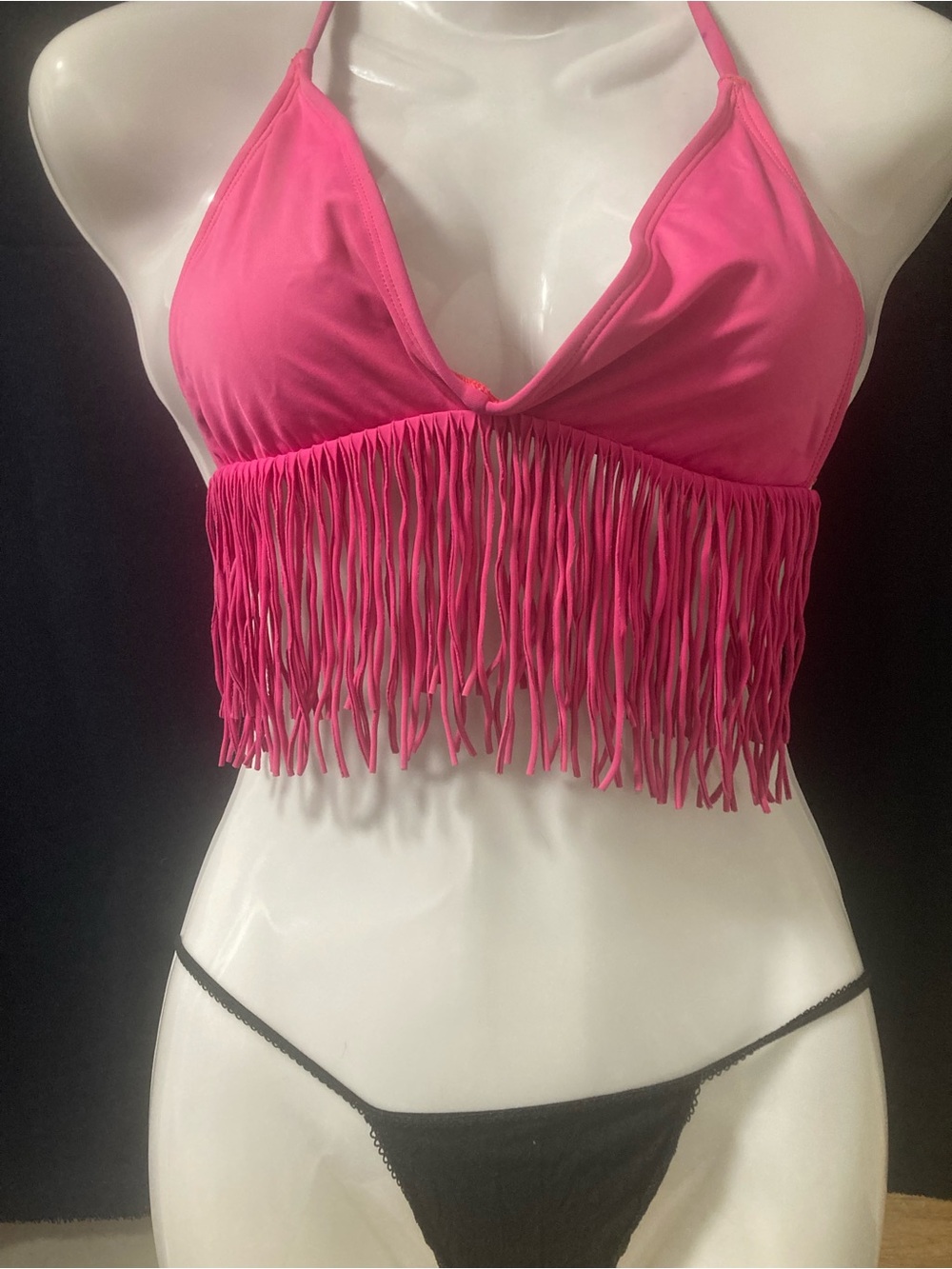 Body Glove Pink Fringe Halter Bikini Top Festival Swimwear S